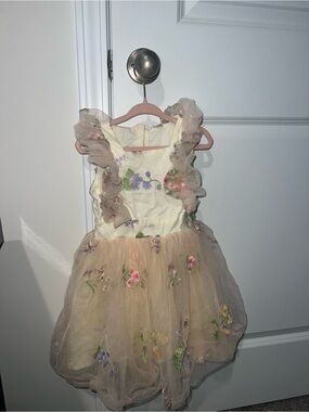 Amazon Girls Floral Embroidered Tulle Dress - Cream and Blush